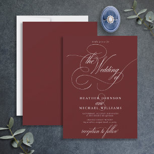 Delicate Burgundy Modern Calligraphy Classic Invitation