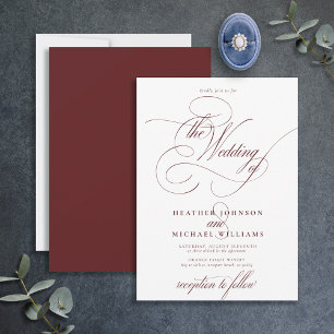Delicate Burgundy Modern Calligraphy Classic Invitation