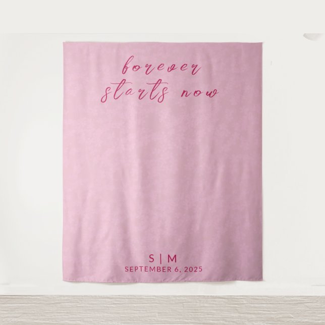 Delicate Burgundy Wedding Photo Backdrop Tapestry (Front)