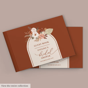 Delicate burnt orange pampas boho guest book