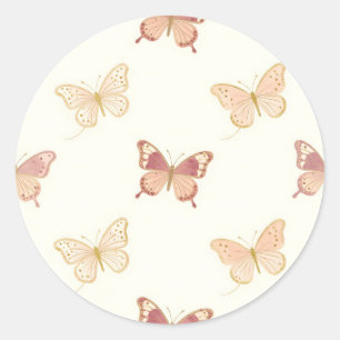 Delicate Butterflies Seamless Pattern Classic Round Sticker