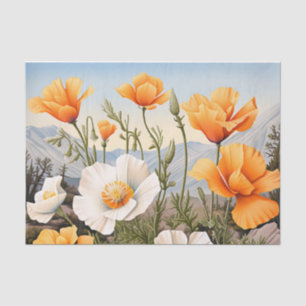Delicate California Poppy Floral Tissue Paper