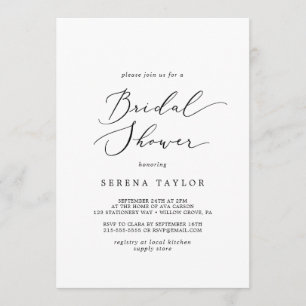 Delicate Calligraphy Bridal Shower Invitation