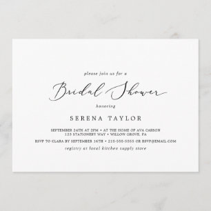 Delicate Calligraphy Horizontal Bridal Shower Invitation
