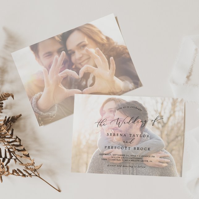 Delicate Calligraphy | Horizontal Photo Wedding In Invitation (Creator Uploaded)