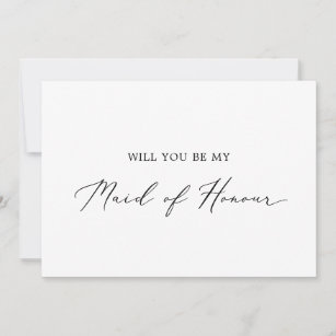 Delicate Calligraphy Maid of Honour Proposal Card