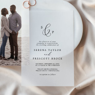 Delicate Calligraphy Monogram Elegant Wedding Vellum Invitations