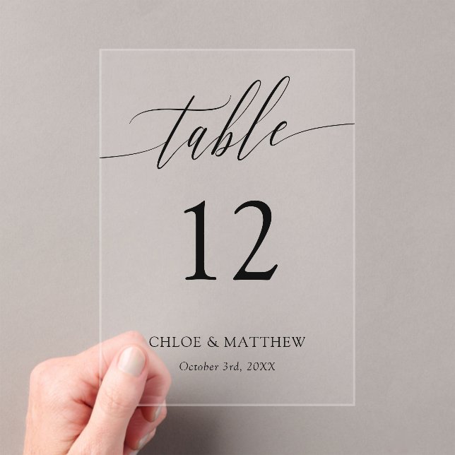 Delicate Calligraphy - Names & Wedding Date Acrylic Invitations (Insitu (Handheld))
