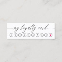Delicate Calligraphy Pink Heart Loyalty Card