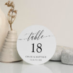 Delicate Calligraphy Round Wedding Table<br><div class="desc">Round elegant table cards in black and white with a delicate calligraphy script. Add your names and wedding date too!</div>