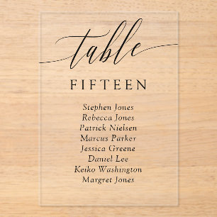 Delicate Calligraphy Table Seating Card Acrylic Invitations