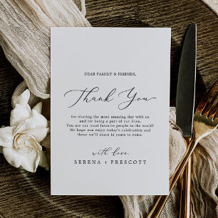 Delicate Calligraphy Thank You Reception Card