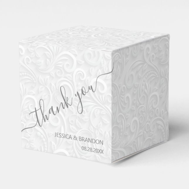Delicate Calligraphy Thank You Wedding Favour Box (Front Side)