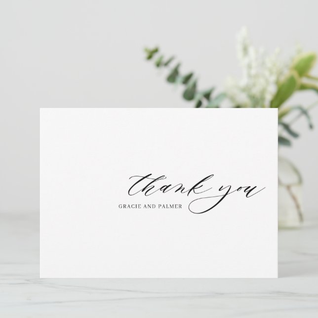 Delicate Calligraphy Wedding Day Thank You Card (Standing Front)