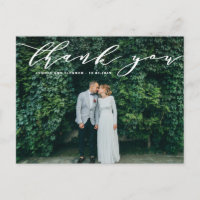Delicate Calligraphy Wedding Thank You Photo