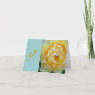 "DELICATE CANDLE-LIGHT YELLOW ROSE/HELLO" CARD