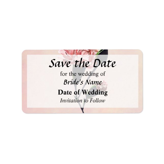 Delicate Carnation Wtih Buds Save the Date Label (Front)
