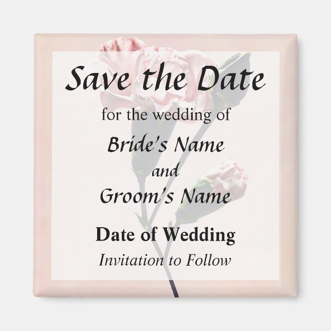 Delicate Carnation Wtih Buds Save the Date Magnet (Front)