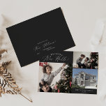 Delicate Charcoal Decking New Halls New Home Holid Holiday Card<br><div class="desc">This delicate charcoal decking new halls new home holiday card is the perfect modern holiday greeting and to announce your new address. The romantic minimalist design features lovely and elegant typography on a dark grey background with a clean and simple look. Personalise the card with 3 photos, your family name...</div>