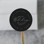 Delicate Charcoal Holiday Circular Return Address Classic Round Sticker<br><div class="desc">These delicate charcoal holiday circular return address stickers are perfect for a modern holiday card or invitation envelope. The romantic minimalist design features lovely and elegant typography on a dark grey background with a clean and simple look.</div>