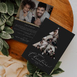 Delicate Charcoal Merry Christmas Tree Photo Holid Holiday Card<br><div class="desc">This delicate charcoal merry Christmas tree photo holiday card is the perfect simple holiday greeting. The romantic minimalist design features lovely and elegant typography on a dark grey background with a clean and simple look. Personalise the front of the card with 4 photos, your family name and the year. Include...</div>
