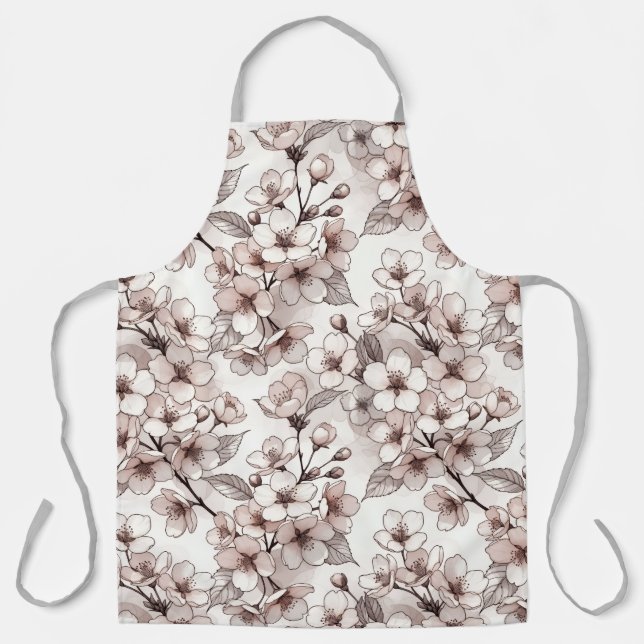 Delicate Cherry Blossom Design Apron (Front)