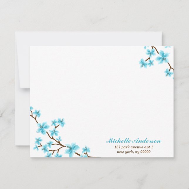Delicate Cherry Blossoms Custom Flat Note Cards (Front)