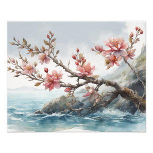 Delicate Cherry Blossoms Watercolor Painting Photo Print