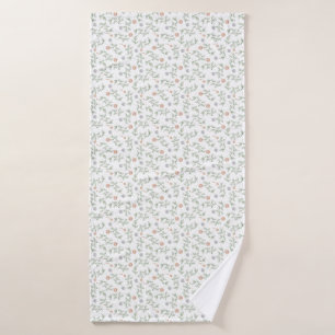 Delicate Chic Cottage Botanical Print Bath Towel