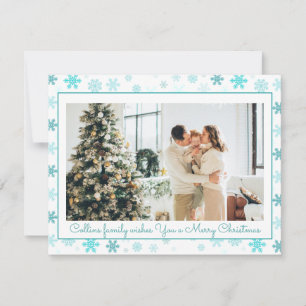 Delicate Christmas snowflakes family photo Holiday Card