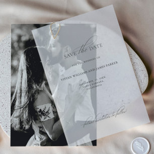 Delicate Classic Wedding Save the Date Card  Vellum Invitations