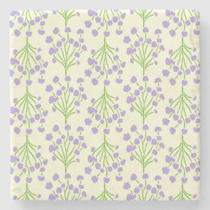 Delicate Climbing Leaves Absorbent Soft Lavender Stone Coaster