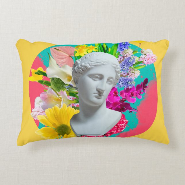 Delicate. Collage with plaster head statue isolate Decorative Cushion (Front)