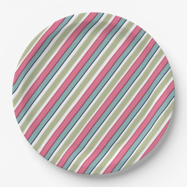 Delicate colour stripes paper plate (Front)