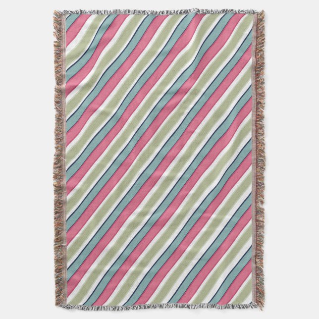 Delicate colour stripes throw blanket (Front Vertical)