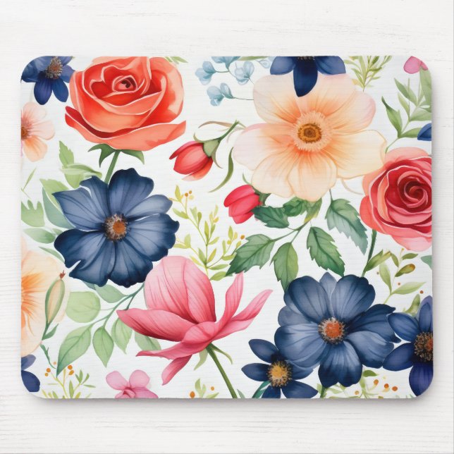Delicate Colourful Flowers Mouse Pad (Front)