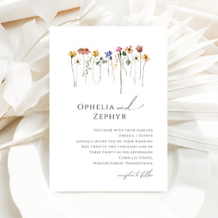 Delicate Colourful Wildflower Wedding Invitation