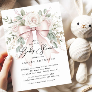 Delicate Coquette Bow Baby Shower Invitation