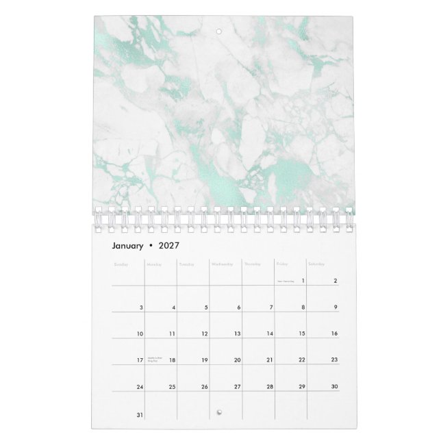 Delicate Coral Clouds Art Navy Blue Sky Pastel Calendar (Jan 2027)