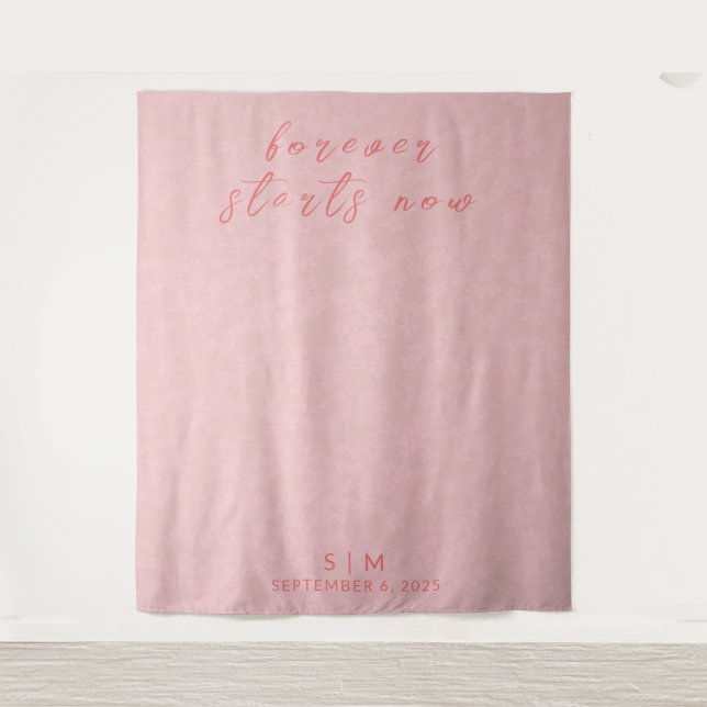 Delicate Coral Wedding Photo Backdrop Tapestry (Front)