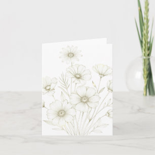 Delicate Cosmos Bouquet Line Art Grace Invitation
