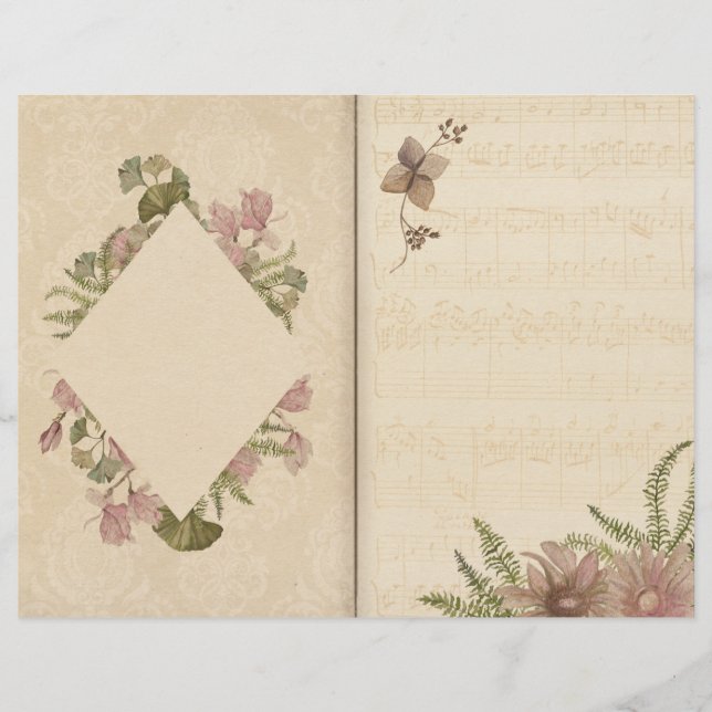 Delicate Cream Floral Journal Scrapbook Paper (Front)