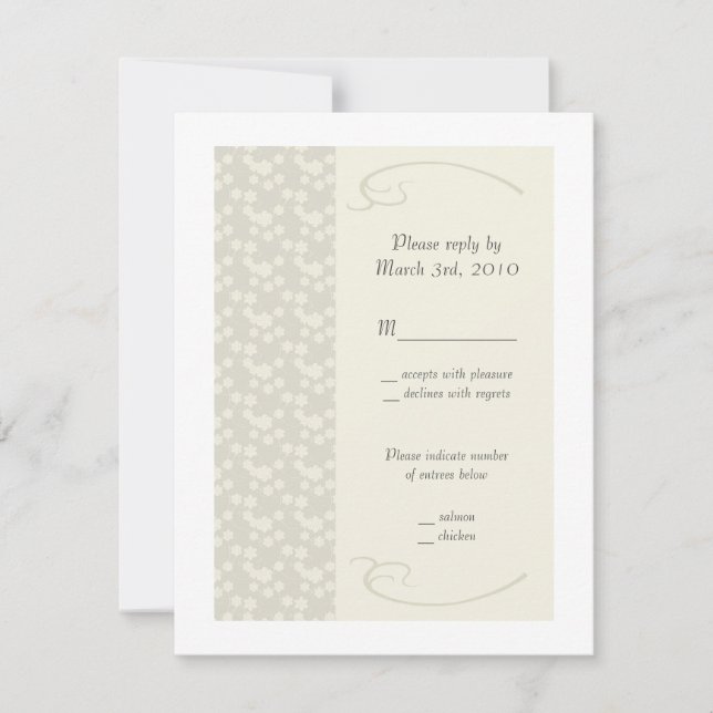 Delicate Cream Floral Wedding RSVP Note Cards (Front)