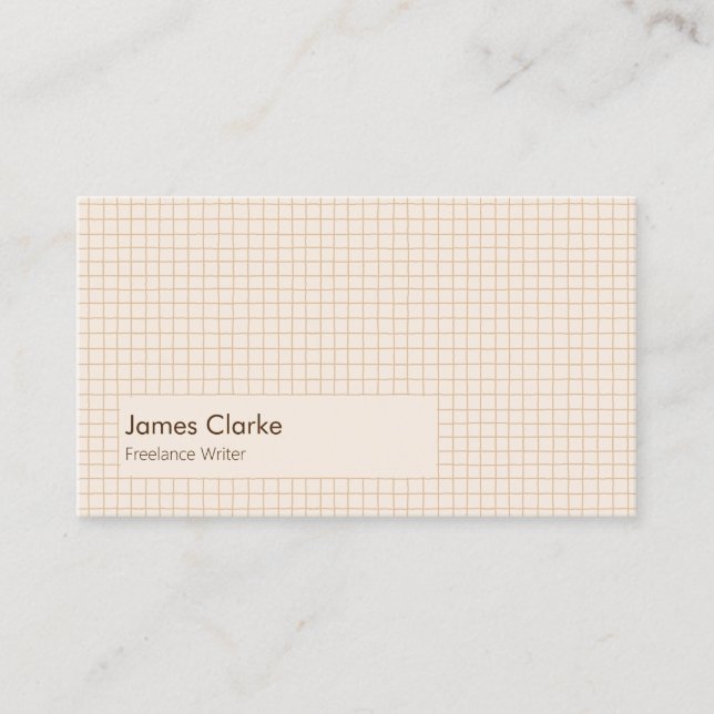 Delicate Creamy Brown Chequered Pattern Business Card (Front)