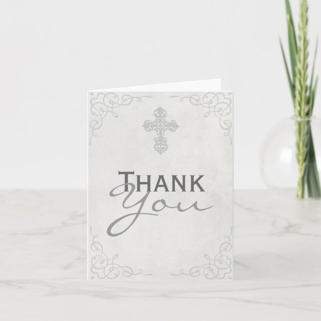 Delicate Cross Thank You Card (Front)