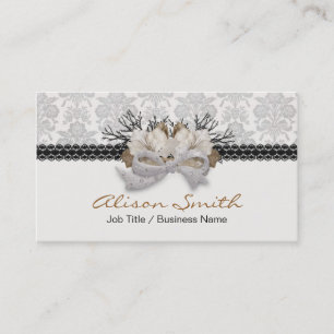 Delicate crystals bow with black lassos business card