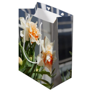 Delicate cute daffodils spring  medium gift bag