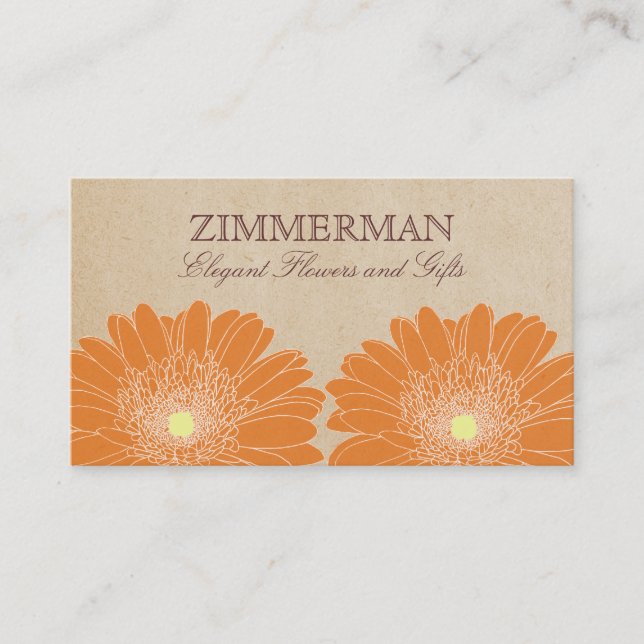 Delicate Daisies Business Card, Orange Flowers Card (Front)