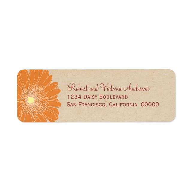 Delicate Daisies Return Address Labels, Orange (Front)