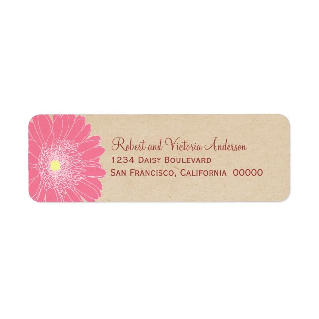 Delicate Daisies Return Address Labels, Pink (Front)